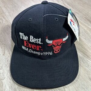 VTG 1996 American Needle Chicago Bulls Snapback Hat NWT NBA Champs Jordan Black